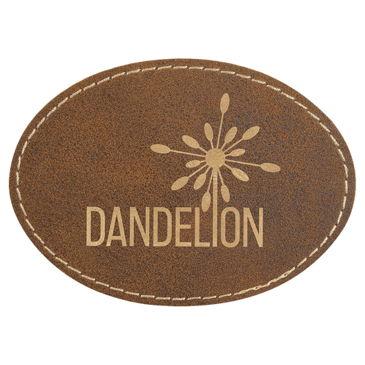 Rustic/Gold 3 1/2" x 2 1/2" Laserable Leatherette Oval Patch with Adhesive