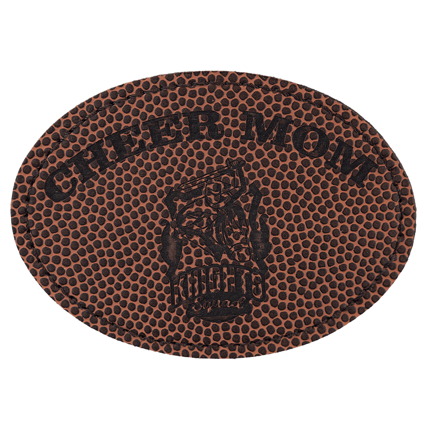 Football 3 1/2" x 2 1/2" Laserable Leatherette Oval Patch with Adhesive