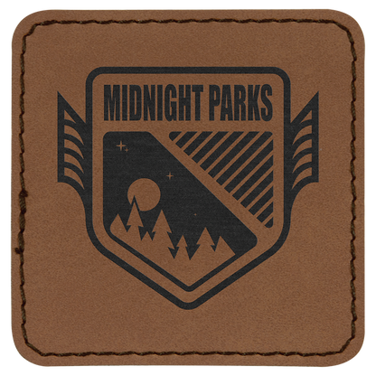 Dark Brown 2 1/2" x 2 1/2" Square Laserable Leatherette Patch with Adhesive