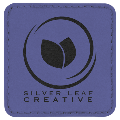 Purple 2 1/2" x 2 1/2" Square Laserable Leatherette Patch with Adhesive