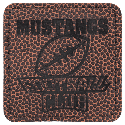 Football 2 1/2" x 2 1/2" Square Laserable Leatherette Patch with Adhesive