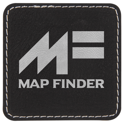 Black/Silver 2 1/2" x 2 1/2" Laserable Leatherette Square Patch with Kota Pro Adhesive