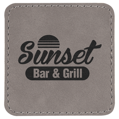Gray 2 1/2" x 2 1/2" Laserable Leatherette Square Patch with Kota Pro Adhesive