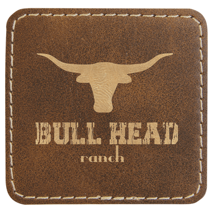 Rustic/Gold 2 1/2" x 2 1/2" Laserable Leatherette Square Patch with Kota Pro Adhesive