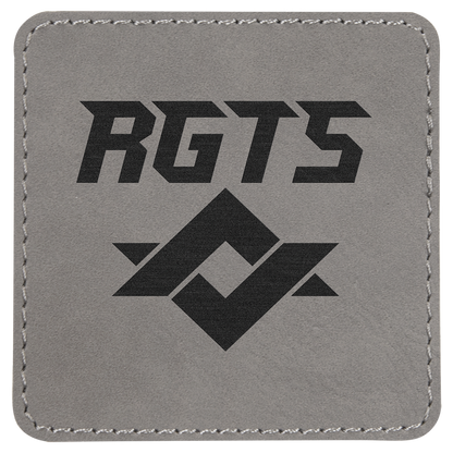 Gray 3" x 3" Square Laserable Leatherette Patch with Adhesive