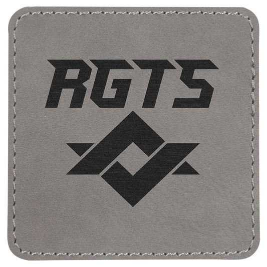Gray 3" x 3" Square Laserable Leatherette Patch with Adhesive