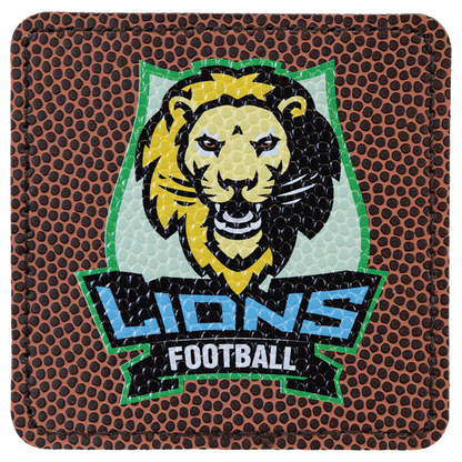 Football 3" x 3" Square Laserable Leatherette Patch with Adhesive