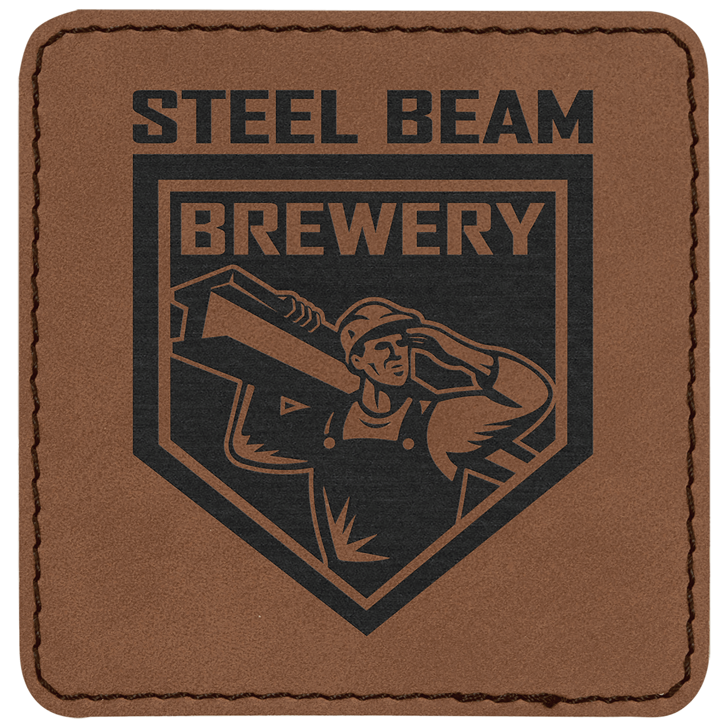 Dark Brown 3" x 3" Laserable Leatherette Square Patch with Kota Pro Adhesive