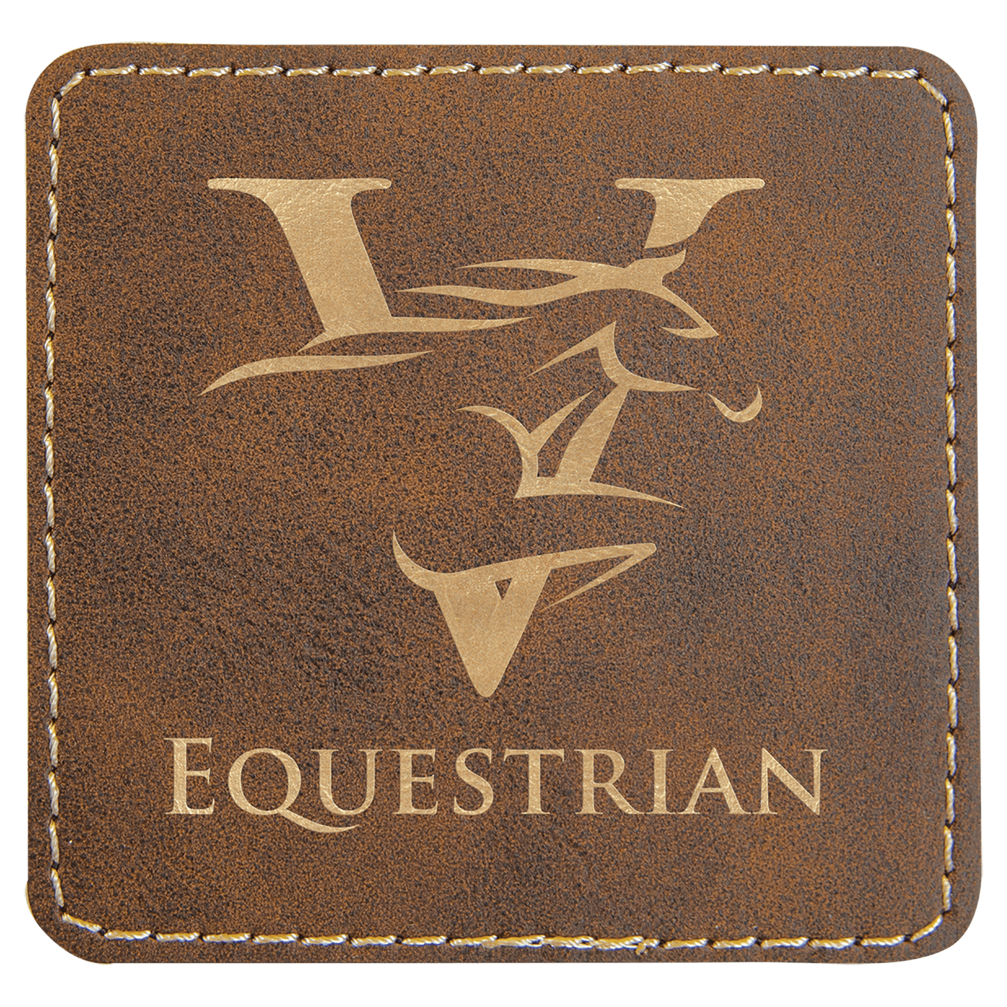 Rustic/Gold 3" x 3" Laserable Leatherette Square Patch with Kota Pro Adhesive