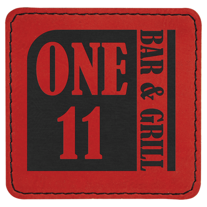 Red 3" x 3" Laserable Leatherette Square Patch with Kota Pro Adhesive