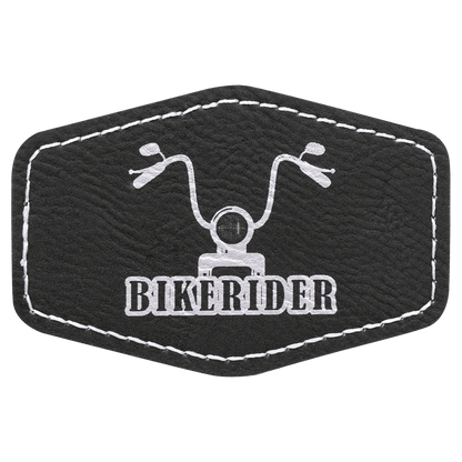Black/Silver 3" x 2" Laserable Leatherette Hex Patch with Kota Pro Adhesive