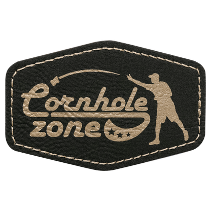 Black/Gold 3" x 2" Laserable Leatherette Hex Patch with Kota Pro Adhesive
