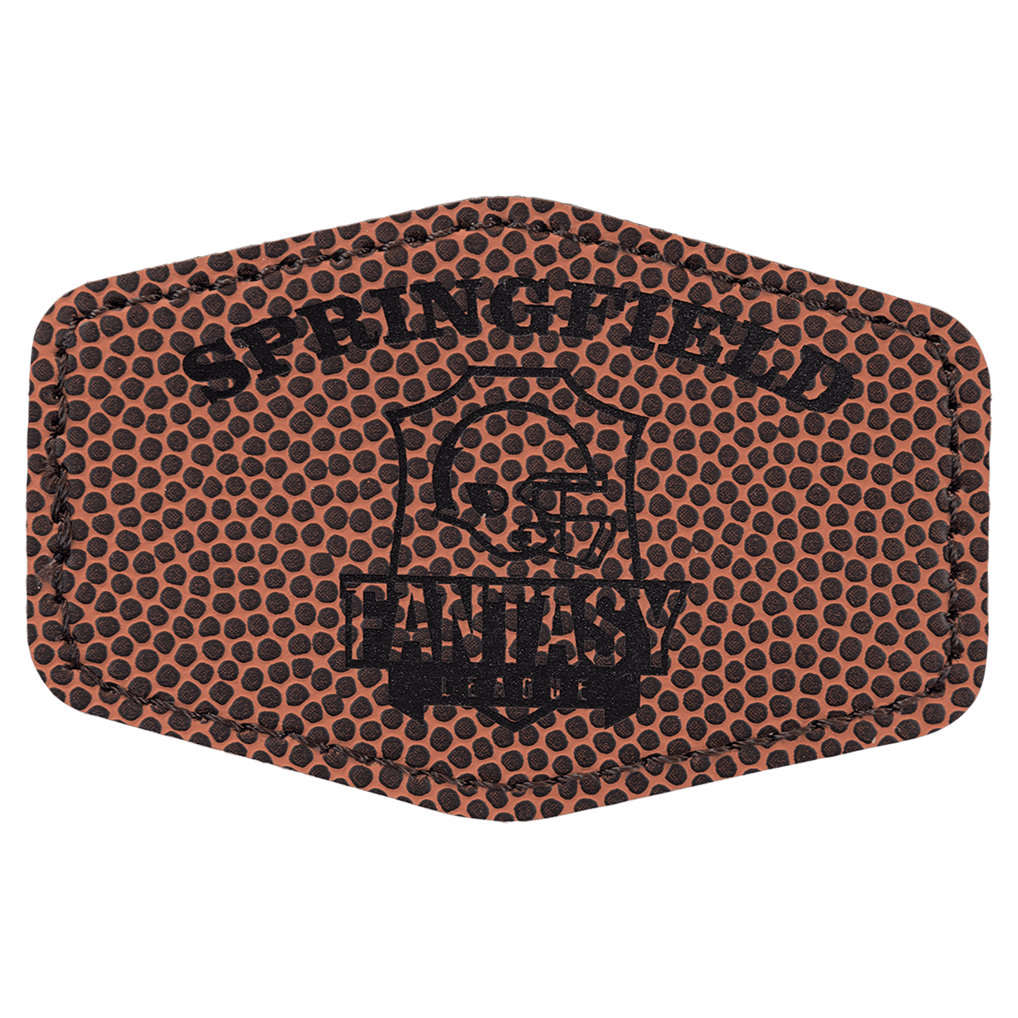 Football 3" x 2" Laserable Leatherette Hex Patch with Kota Pro Adhesive