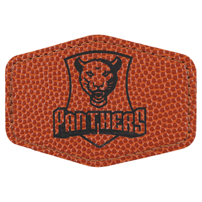 Basketball 3" x 2" Laserable Leatherette Hex Patch with Kota Pro Adhesive
