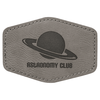 Gray 3 1/2" x 2 1/2" Laserable Leatherette Hex Patch with Kota Pro Adhesive