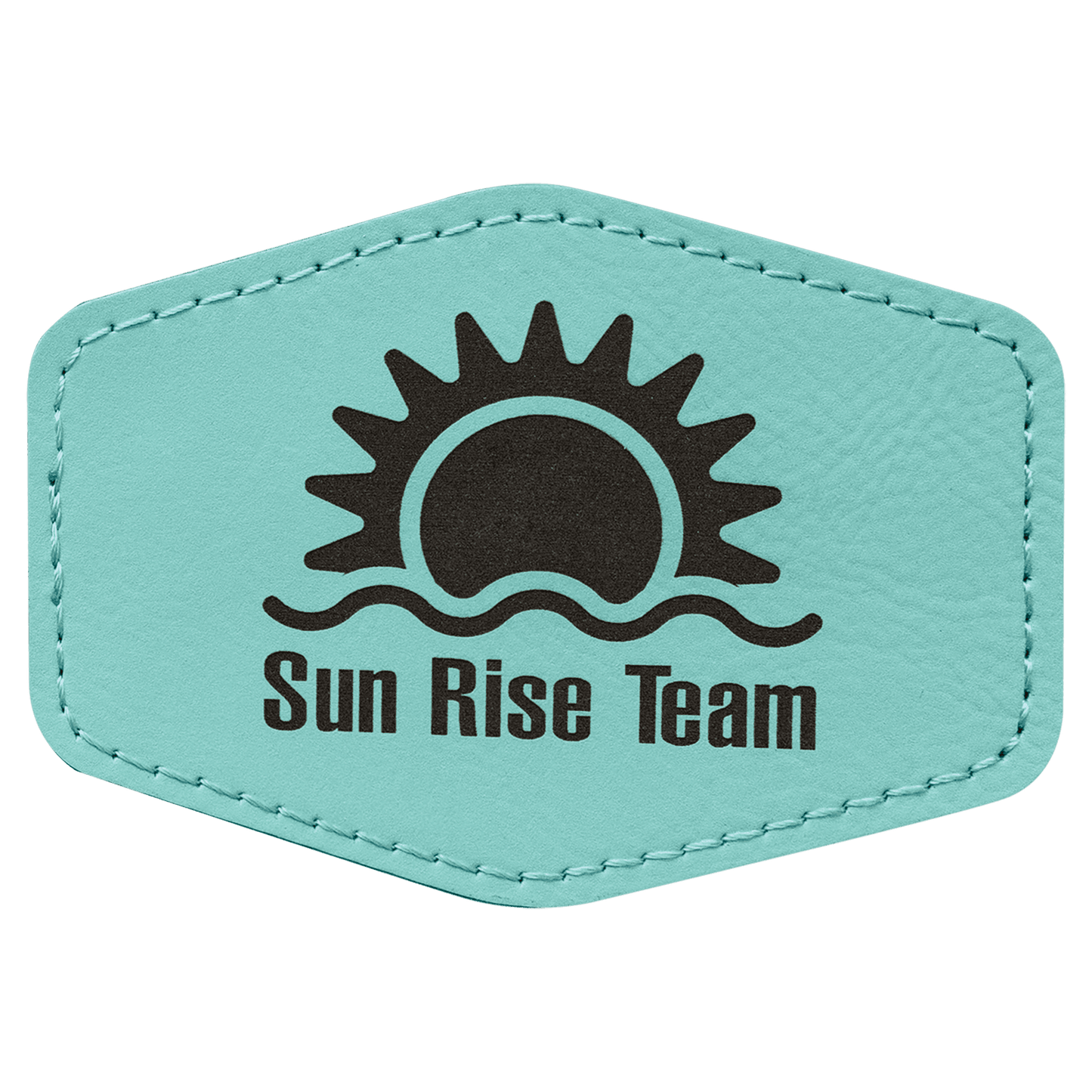 Teal 3 1/2" x 2 1/2" Laserable Leatherette Hex Patch with Kota Pro Adhesive