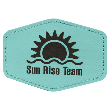 Teal 3 1/2" x 2 1/2" Laserable Leatherette Hex Patch with Kota Pro Adhesive