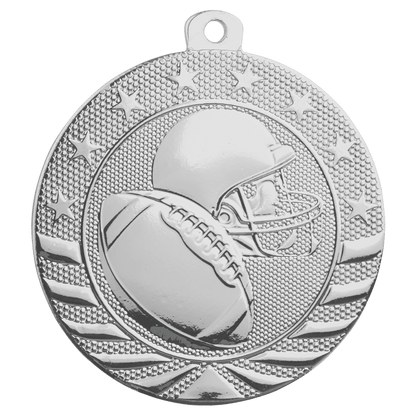 Bright Silver 2" Football Starbrite Medal