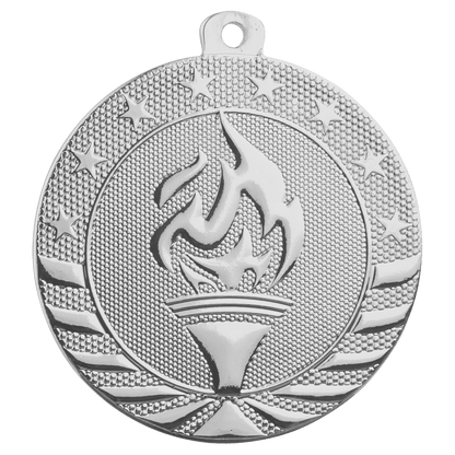 Bright Silver 2" Torch Starbrite Medal