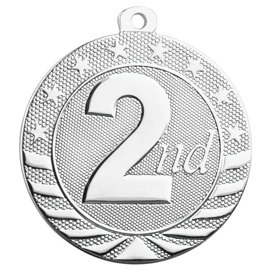 2" Bright Silver 2nd Place Starbrite Medal