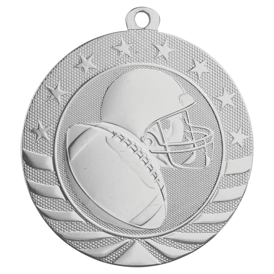 Bright Silver 2 3/4" Football Starbrite Medal