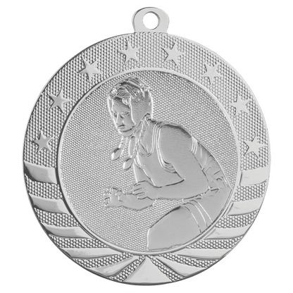 Bright Silver 2 3/4" Female Wrestling Starbrite Medal