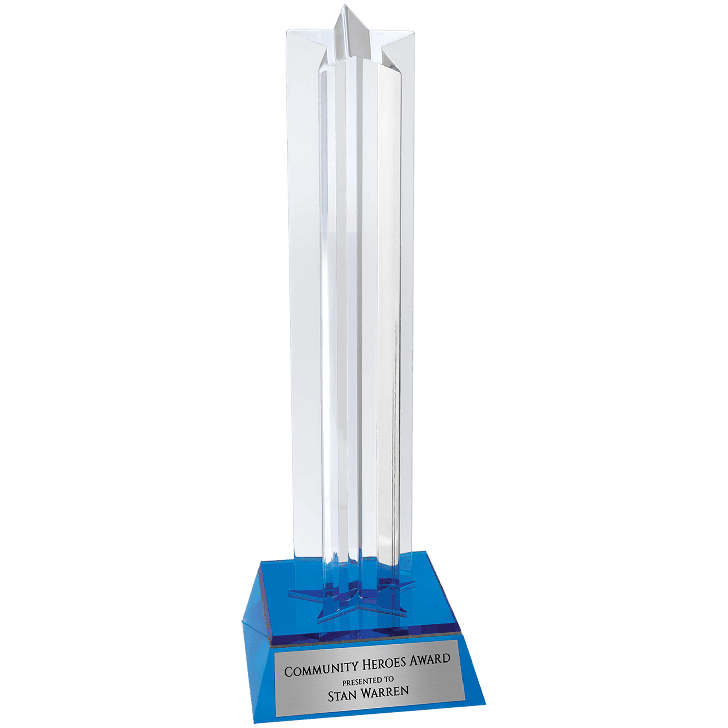 8 1/2" Blue Star Column Acrylic with Blue Base