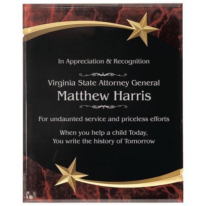 Red 7" x 9" Marble Shooting Star Acrylic Plaque