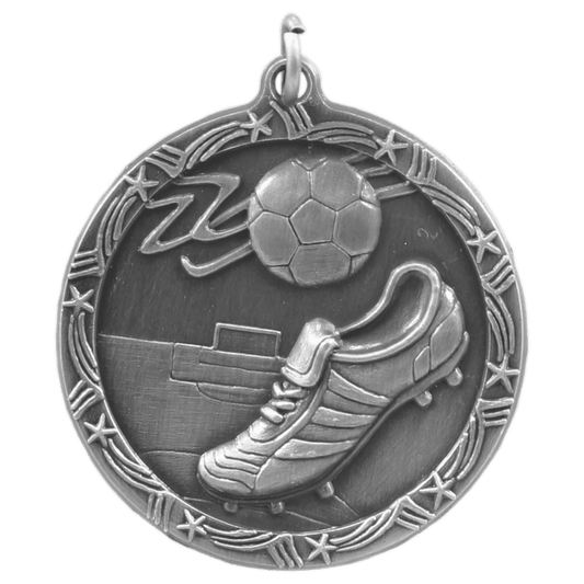 Antique Silver 1 3/4" Soccer Shooting Star Medal