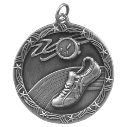 Antique Silver 1 3/4" Track Shooting Star Medal