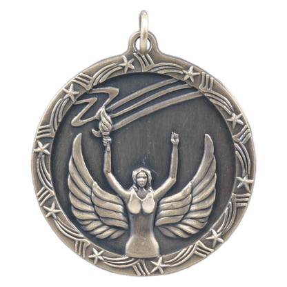 Antique Gold 1 3/4" Victory Shooting Star Medal