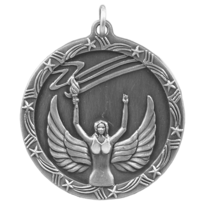 Antique Silver 1 3/4" Victory Shooting Star Medal