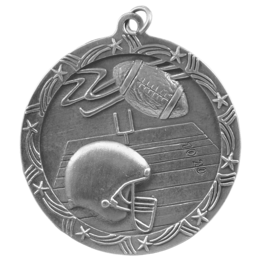 Antique Silver 2 1/2" Football Shooting Star Medal