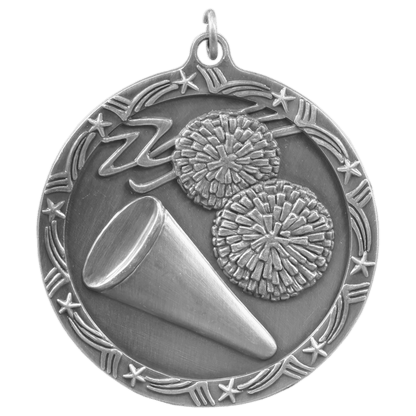 Antique Silver 2 1/2" Cheer Shooting Star Medal