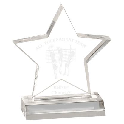 Clear 5" x 5" Star Acrylic Award with 4" Base