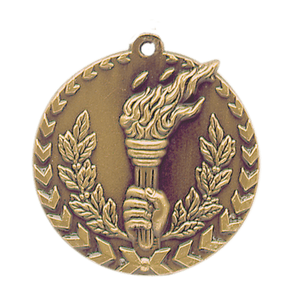 Antique Gold 1 3/4" Torch Millennium Medal