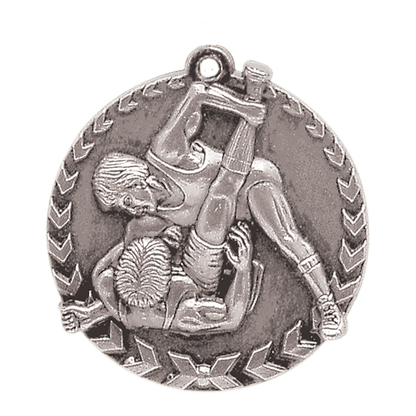 Antique Silver 1 3/4" Wrestling Millennium Medal