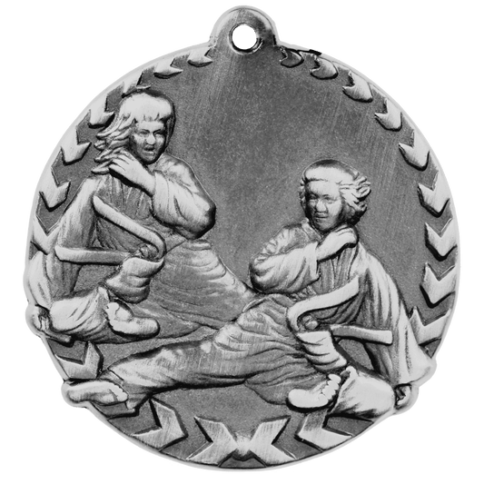 Antique Silver 1 3/4" Martial Arts Millennium Medal
