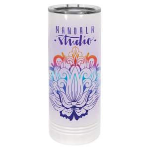 Full Color 22 oz. Polar Camel Skinny Tumbler with Slider Lid-White