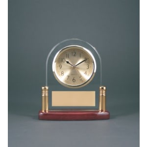 Rosewood Finish Arch Glass Clock