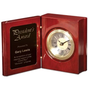 Rosewood Piano Finish Book Clock