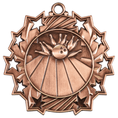Antique Bronze 2 1/4" Bowling Ten Star Medal