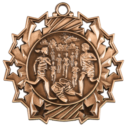 Antique Bronze 2 1/4" Cross Country Ten Star Medal