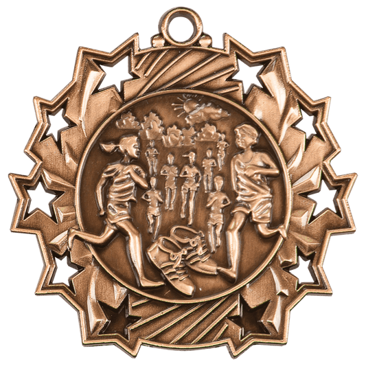 Antique Bronze 2 1/4" Cross Country Ten Star Medal