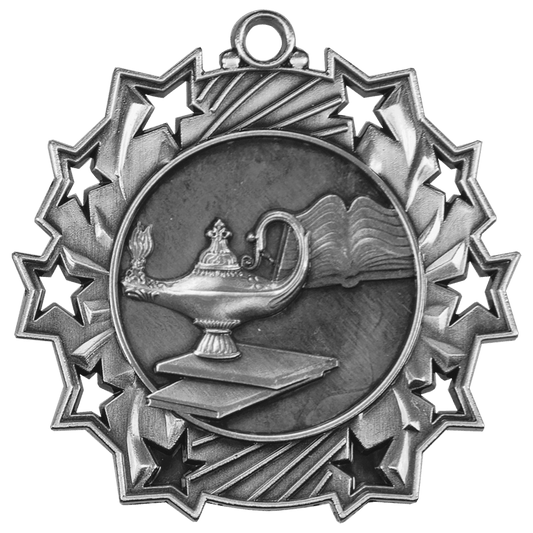 Antique Silver 2 1/4" Graduate Ten Star Medal