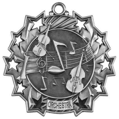 Antique Silver 2 1/4" Orchestra Ten Star Medal