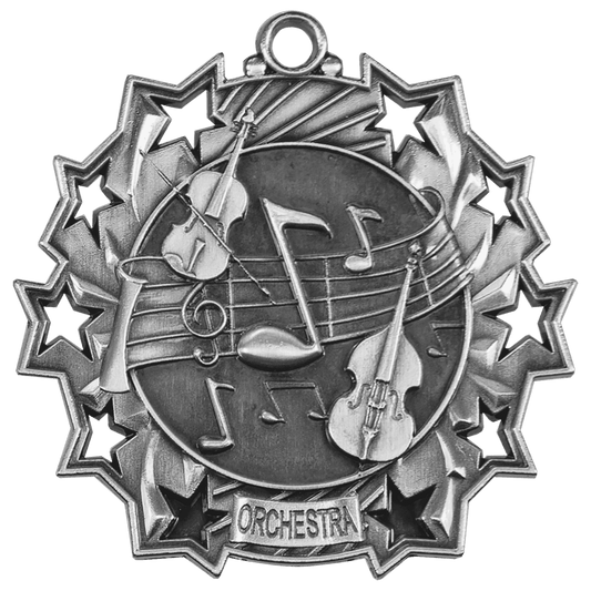 Antique Silver 2 1/4" Orchestra Ten Star Medal