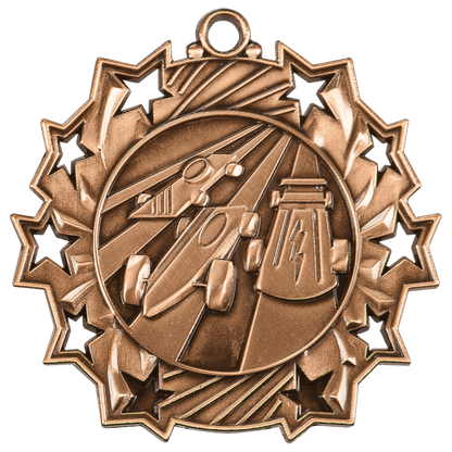 Antique Bronze 2 1/4" Pinewood Derby Ten Star Medal