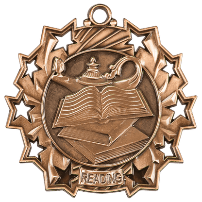 Antique Bronze 2 1/4" Reading Ten Star Medal