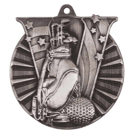 Antique Silver 2" Golf Victory Medal